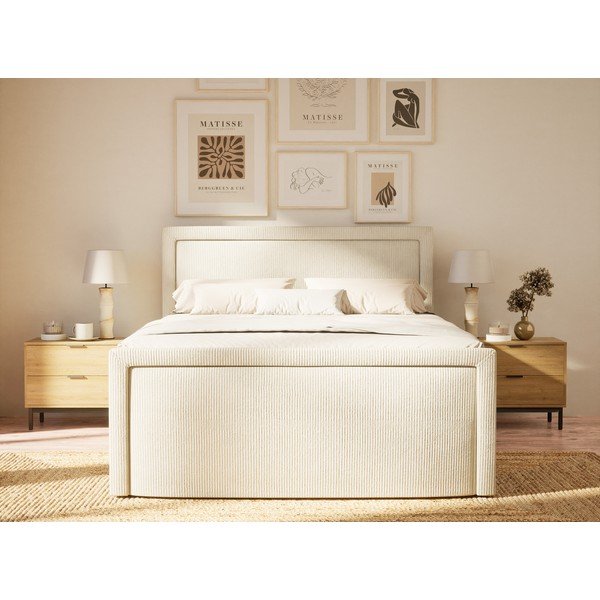 Letto boxspring color crema con contenitore 200x200 cm Fresco – Maison de Rêve-image-4