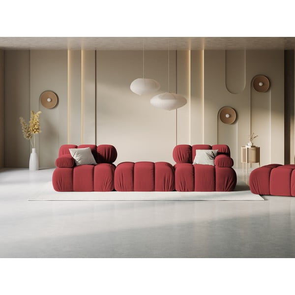 Divano angolare in velluto rosso Bellis - Micadoni Home-image-1