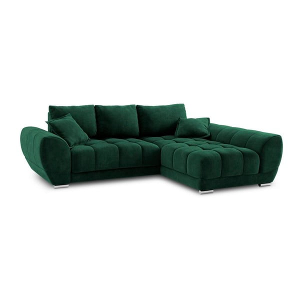 Divano letto angolare verde chiaro con rivestimento in velluto, angolo destro Nuage - Windsor & Co Sofas-image-2