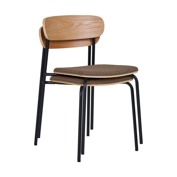 Sedia da pranzo nera/marrone con effetto frassino impilabile Estepona – House Nordic-image-4