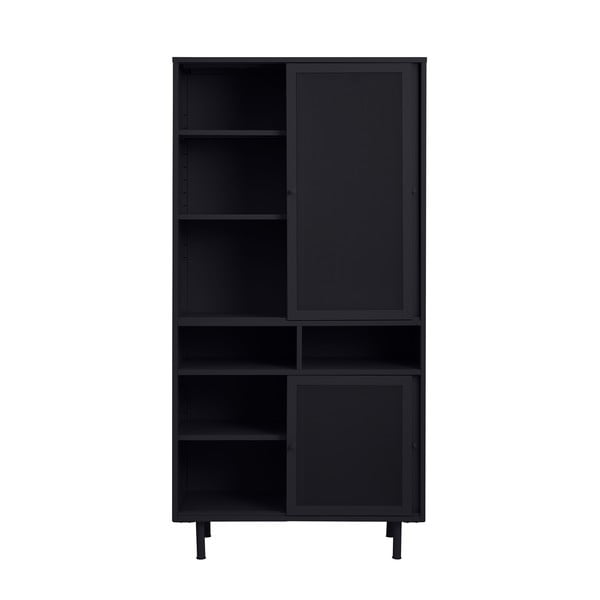 Armadietto nero in metallo con porte scorrevoli 90x180x40 cm Veep – Unique Furniture-image-2