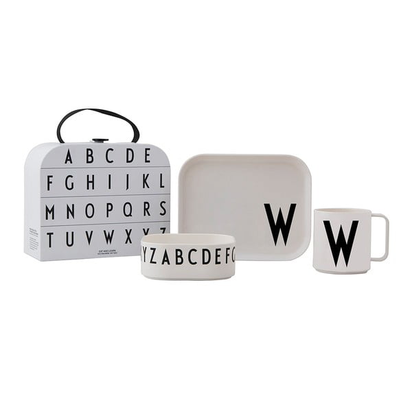 Set da pranzo per bambini a 3 pezzi con valigia Classics W A-Z - Design Letters