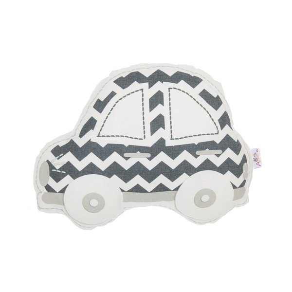 Cuscino per bambini in misto cotone grigio e bianco Mike & Co. Cuscino NEW YORK Auto giocattolo, 32 x 25 cm - Mike & Co. NEW YORK