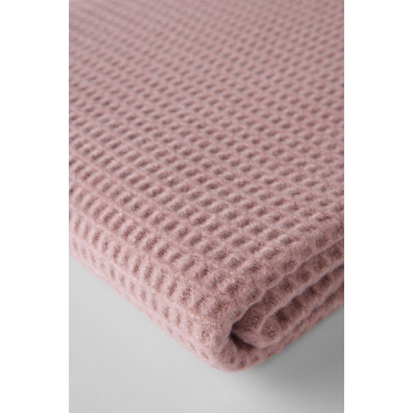 Coperta rosa in misto cotone 140x180 cm Basics Waffle – Euromant-image-3