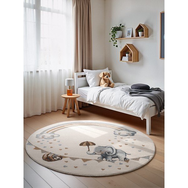 Tappeto per bambini crema ø160 cm Walk like an Elephant Rainbow - Villeroy&Boch-image-1