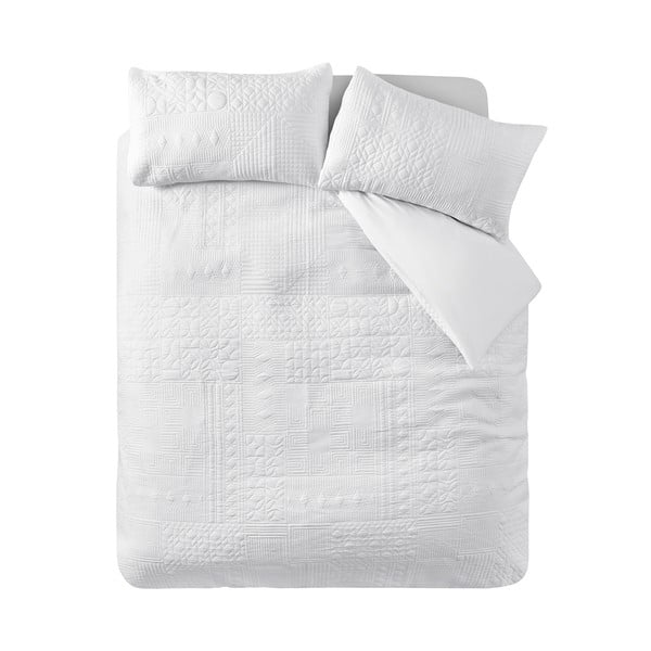 Set copripiumino e federa bianco per letto matrimoniale e per letto esteso 230x220 cm Folkstone Geo – Catherine Lansfield