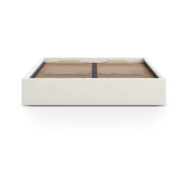 Letto matrimoniale imbottito color crema con contenitore/senza testiera con rete inclusa 140x200 cm Susan – Micadoni -image-2