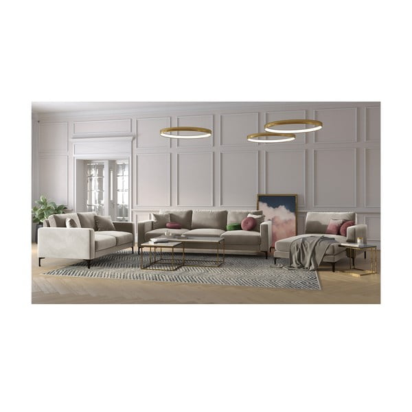 Divano angolare in velluto beige, angolo destro Harmony - Kooko Home-image-4