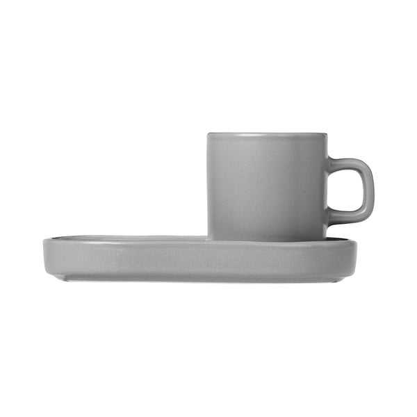 Set di 2 tazze da espresso grigie con vassoio Pilar - Blomus