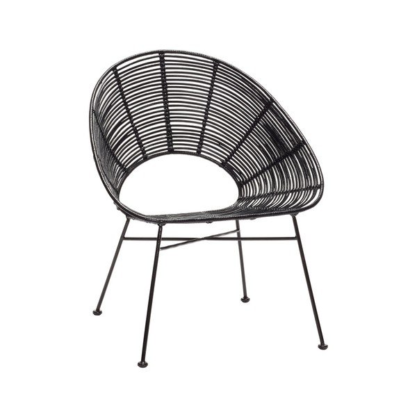 Černá ratanová židle Hübsch Aslog