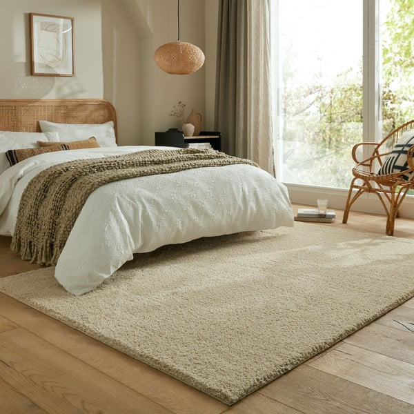 Tappeto lavabile beige in fibre riciclate 200x290 cm Fluffy - Flair Rugs-image-1