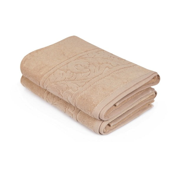 Set di 2 asciugamani in cotone marrone Akdeniz, 70 x 140 cm - Foutastic