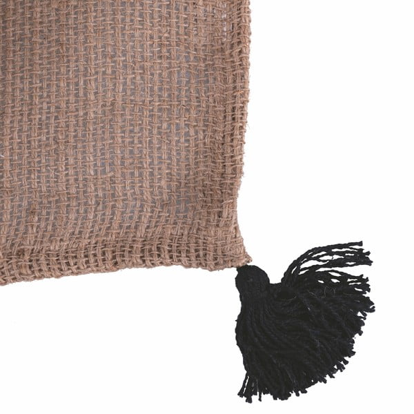 Passatoia marrone in iuta tessuta a mano 45x180 cm Tassels – VDE Tivoli 1996-image-1