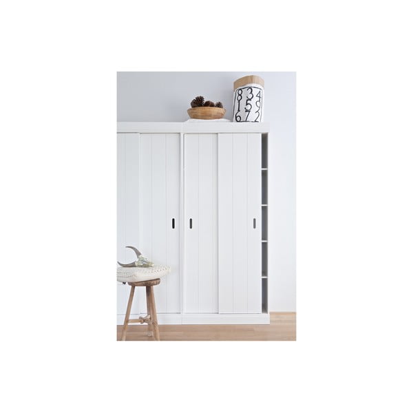 Armadio in pino bianco con ante scorrevoli 85x195 cm Row - WOOOD-image-4