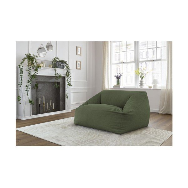 Puof a sacco verde con rivestimento in velluto a coste Lilibet – Bobochic Paris-image-1