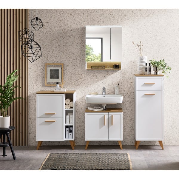 Mobile per bagno bianco basso da appendere 77x60 cm Quickset 383 – Pelipal-image-4