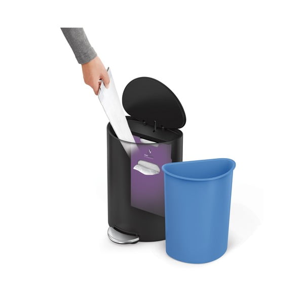 Cestino in metallo nero opaco con pedale 6 L - simplehuman-image-2