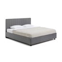 Letto matrimoniale imbottito grigio con contenitore, materasso e rete inclusi 160x200 cm Myra Slim Line – Bonami Selection