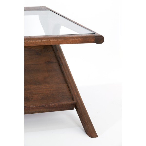 Tavolino da salotto di colore naturale con piano in vetro 70x112 cm Yuki – Light & Living-image-4