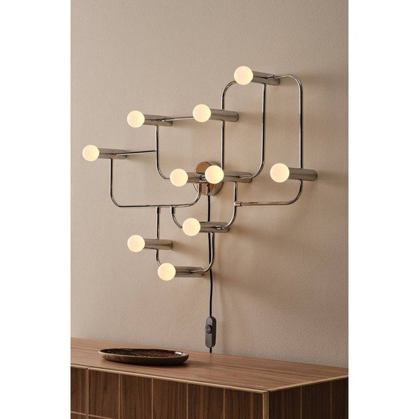 Lampada da parete bianca/color argento lucido in metallo con alimentazione a corrente con intensità regolabile Geometric – Jotex-image-1