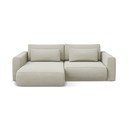 Divano angolare beige allungabile/con contenitore (con penisola a sinistra/con chaise lounge) Kapua – Makamii