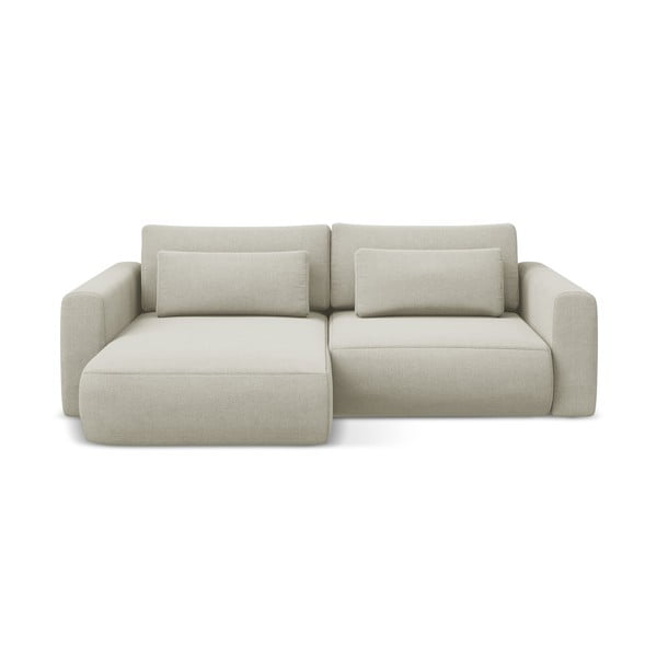 Divano angolare beige allungabile/con contenitore (con penisola a sinistra/con chaise lounge) Kapua – Makamii