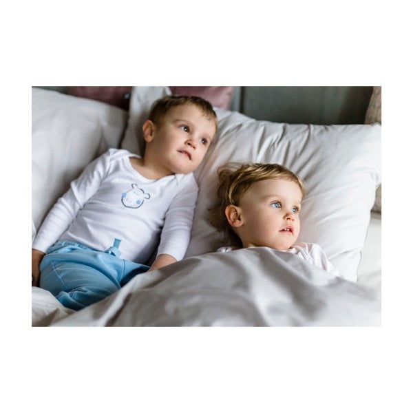 Copripiumino esteso grigio chiaro per letto matrimoniale in cotone egiziano 200x220 cm Perla - WeLoveBeds-image-2