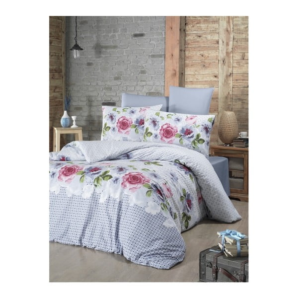 Biancheria da letto in cotone Ranforce con lenzuolo per letto matrimoniale Isabella Malo, 200 x 220 cm - Mijolnir