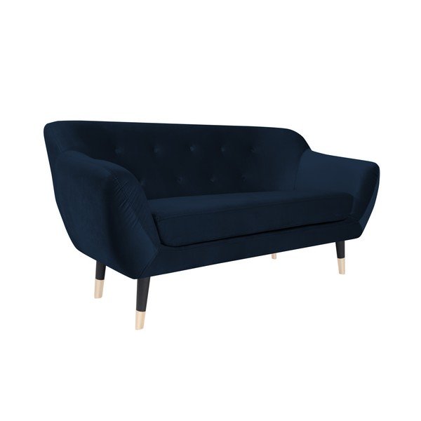 Divano blu scuro con gambe nere Amelie, 158 cm - Mazzini Sofas-image-2