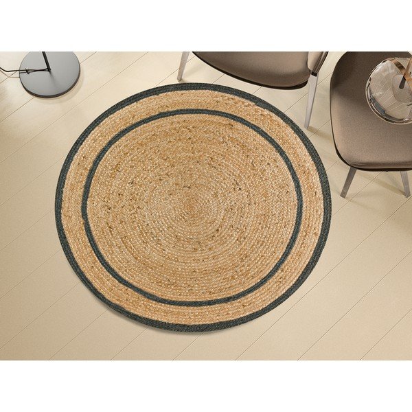 Tappeto rotondo grigio/di colore naturale in iuta ø 120 cm Mahon – Universal-image-1
