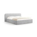 Letto matrimoniale imbottito grigio chiaro con contenitore e rete inclusi 160x200 cm Elizabeth – Micadoni 