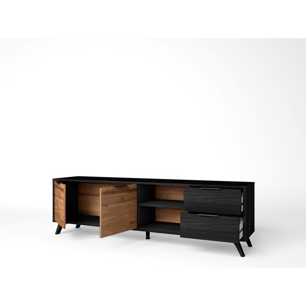 Tavolo TV nero/naturale in noce 181x53 cm Noe - Marckeric-image-2