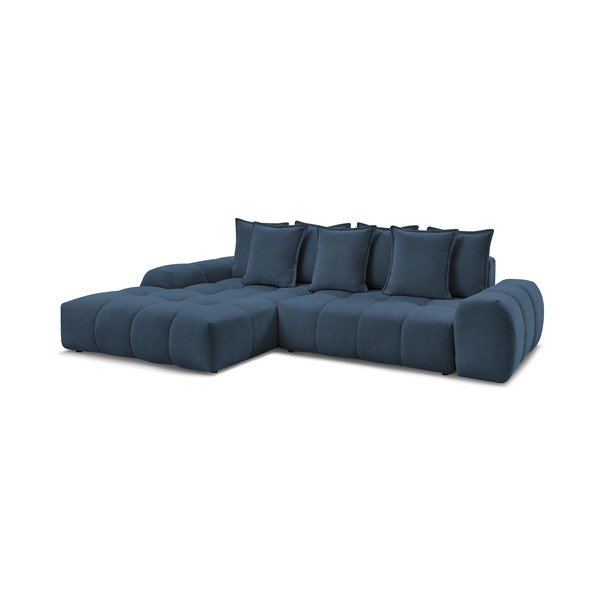 Divano angolare blu scuro allungabile e con contenitore (penisola a sinistra/chaise lounge) con rivestimento in ciniglia Everest – Bobochic Paris-image-3