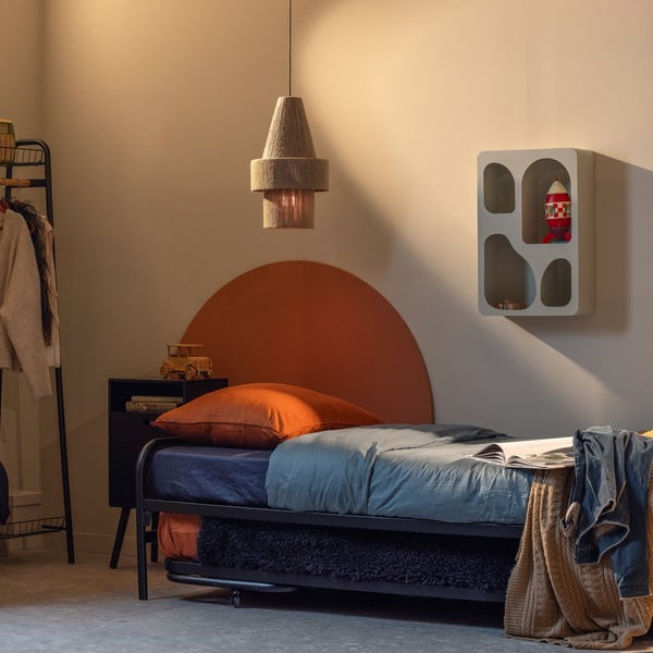 Letto singolo nero in metallo pieghevole con rete inclusa 90x200 cm Lucy – WOOOD-image-1