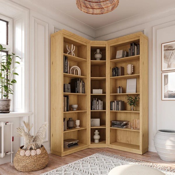 Libreria colore naturale chiaro in pino massiccio 85x219x56 cm Anita – Støraa-image-2