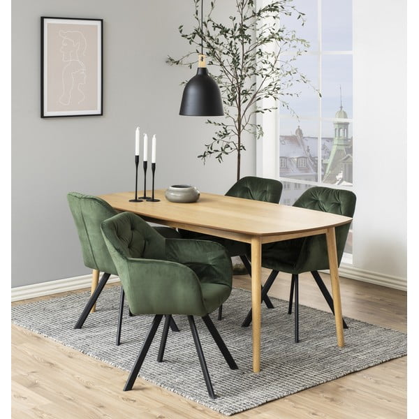 Sedia da pranzo verde in imbottito con braccioli Lola – Actona-image-1