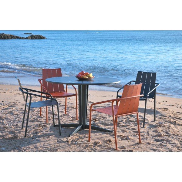 Tavolo da pranzo rotondo da giardino in alluminio ø 110 cm Fleole - Ezeis-image-1