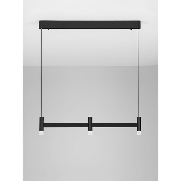 Lampadario LED nero opaco in alluminio con paralume in vetro acrilico con intensità regolabile Poetic – Nova Luce-image-4