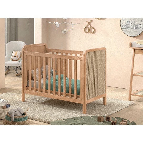 Lettino di colore naturale con altezza regolabile 60x120 cm Woods – Vipack-image-1