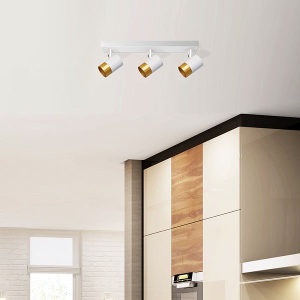Lampada da soffitto con paralume in metallo bianco-oro 44x5,5 cm Tobi - Candellux Lighting-image-1