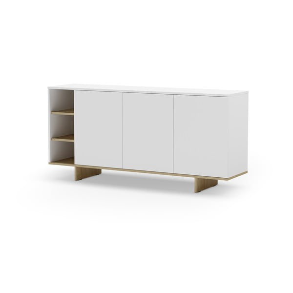 Cassettiera bassa bianca in rovere 170x80 cm Cequoia - Marckeric-image-3