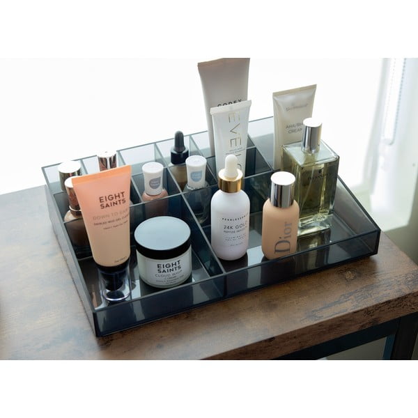 Organizer da bagno nero opaco per cosmetici in plastica riciclata Cosmetic Station - iDesign-image-1