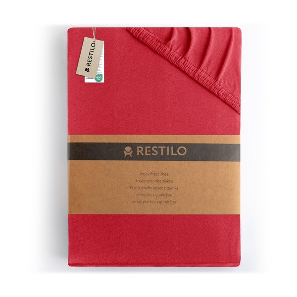 Lenzuolo con angoli rosso in jersey 180x200 cm Amber – Restilo-image-4
