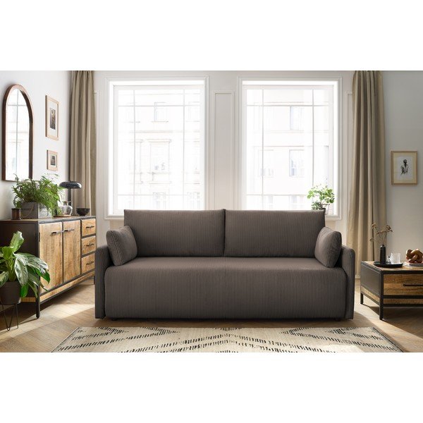 Divano marrone allungabile con rivestimento in velluto a coste 211 cm Marcel – Bobochic Paris-image-1
