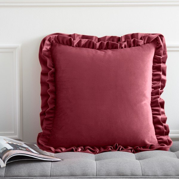 Cuscino decorativo in velluto 43x43 cm Velvet Double Frill – Catherine Lansfield-image-1