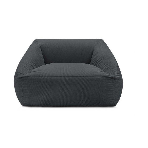 Puof a sacco grigio scuro con rivestimento in velluto a coste Lilibet – Bobochic Paris-image-3