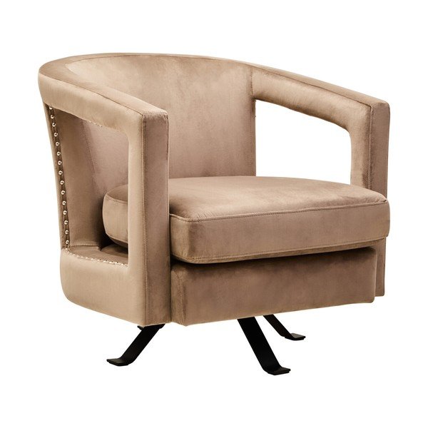 Poltrona marrone chiaro girevole con rivestimento in velluto Hestia – Premier Housewares