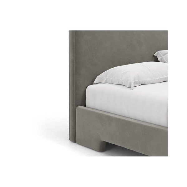 Letto matrimoniale imbottito grigio con rete inclusa 140x200 cm Eda – Micadoni -image-4