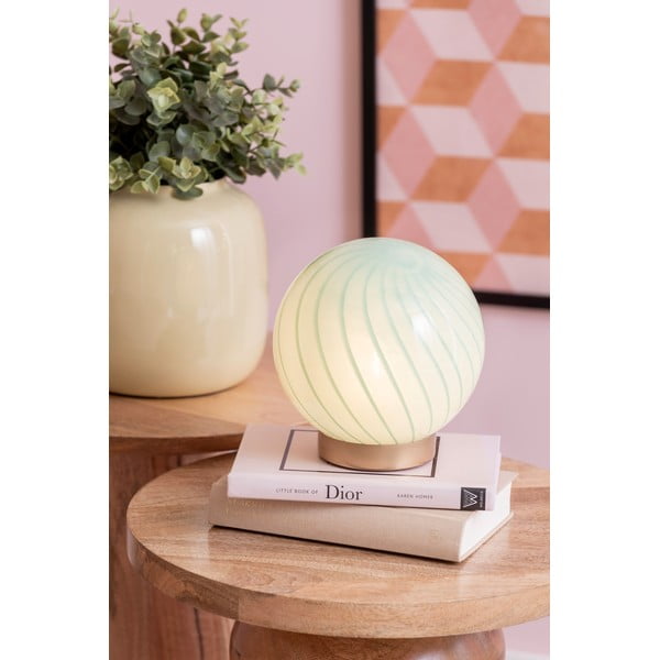 Lampada da tavolo verde chiaro con paralume in vetro (altezza totale 17 cm) Summer Globe – Leitmotiv-image-1