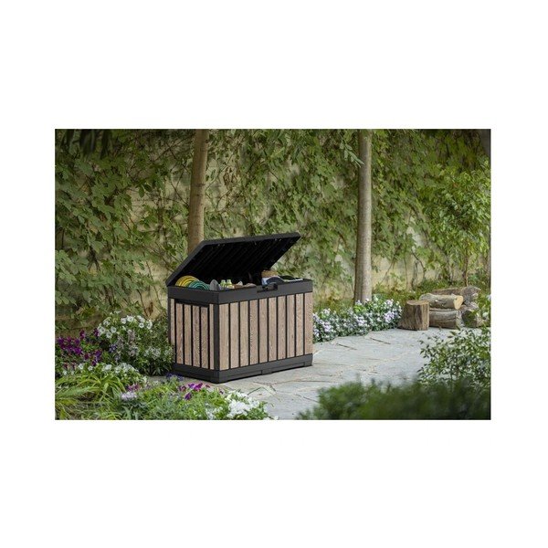 Contenitore da giardino nero/colore naturale chiaro in plastica Deco Kentwood Ashwood – Keter-image-3